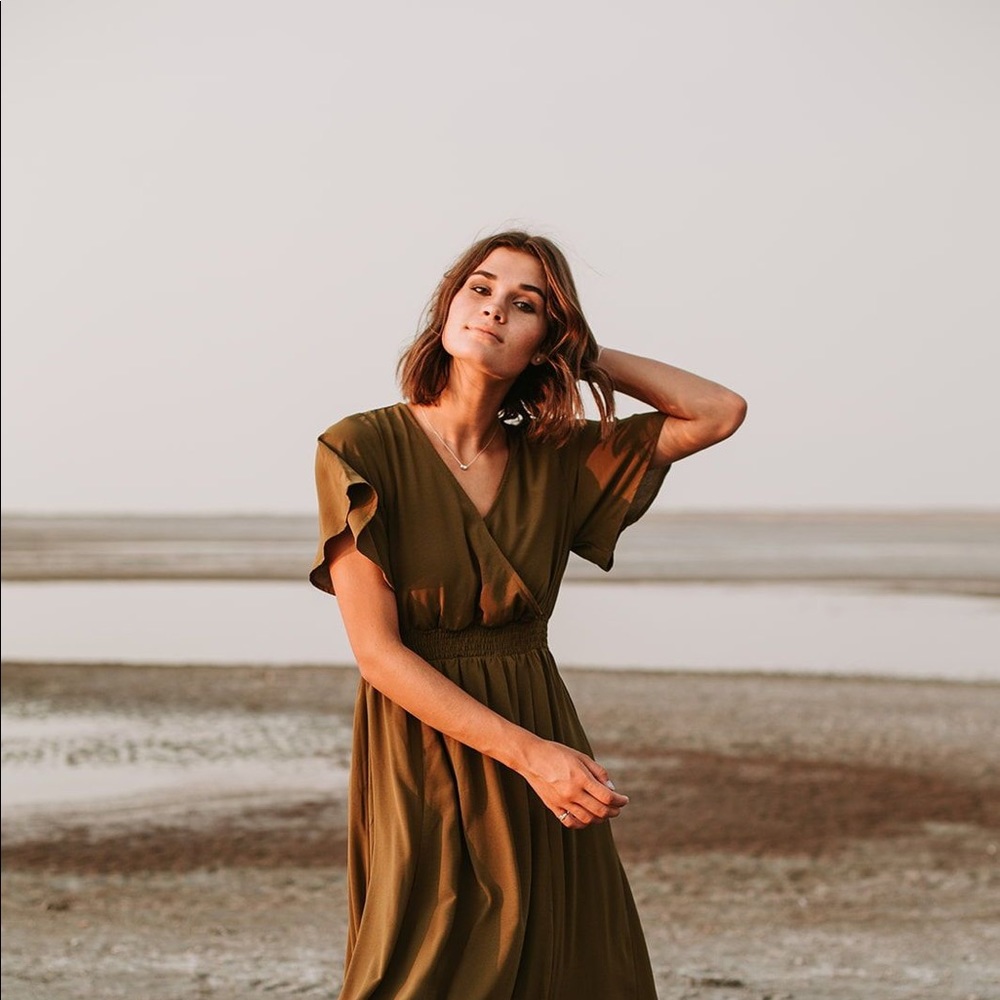 Olive Wrap-top Maxi Dress
